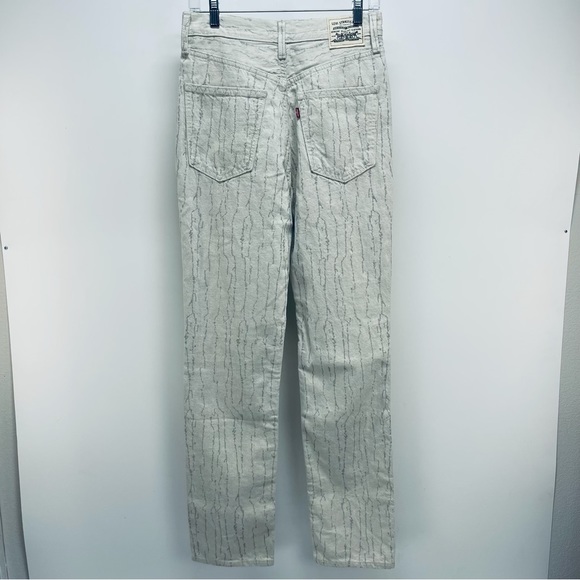 LEVI'S WELLTHREAD® '70S Jeans 27x31 Womens High Rise Straight Fit Stripes Beige - Picture 4 of 14